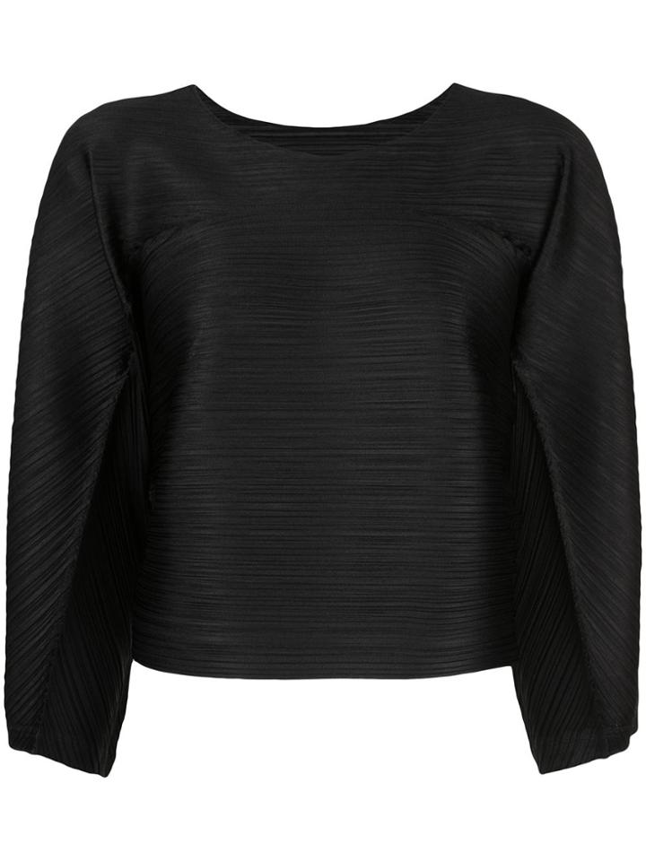 Pleats Please Issey Miyake Tucked Bounce Blouse - Black
