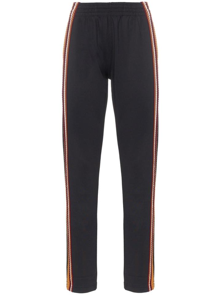 Wales Bonner Palms Crochet-striped Track Pants - Black