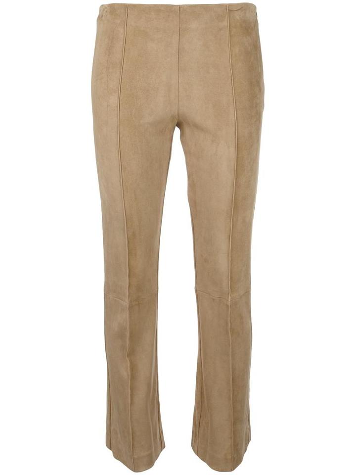 The Row Cropped Flared Leather Trousers, Women's, Size: 6, Nude/neutrals, Cotton/spandex/elastane/lamb Skin