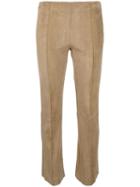 The Row Cropped Flared Leather Trousers, Women's, Size: 6, Nude/neutrals, Cotton/spandex/elastane/lamb Skin