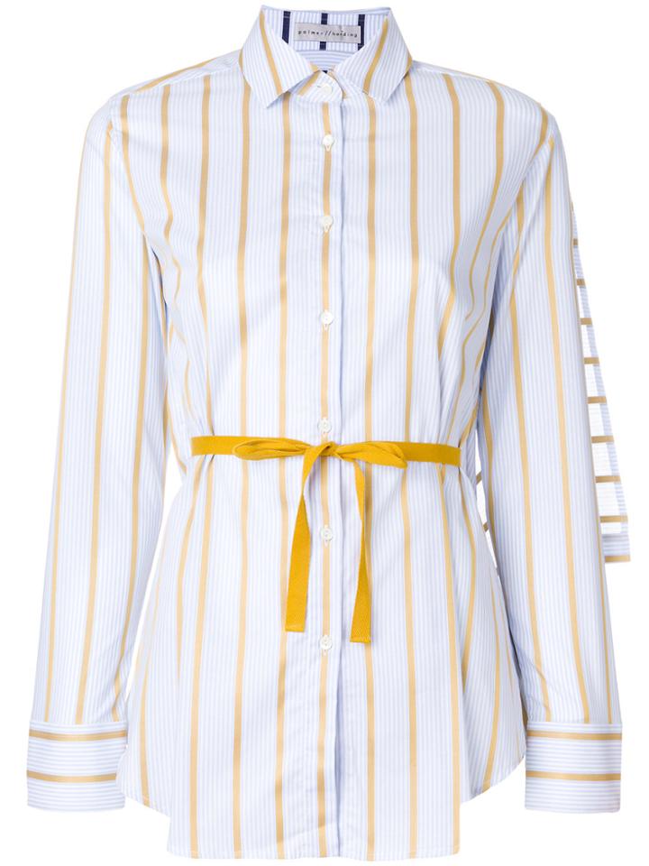Palmer / Harding Striped Belted Shirt - Blue