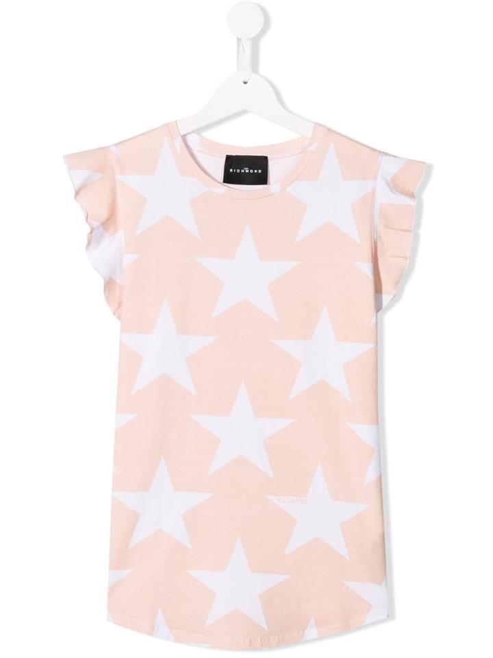 John Richmond Junior Star Print Cap Sleeve Tee - Neutrals
