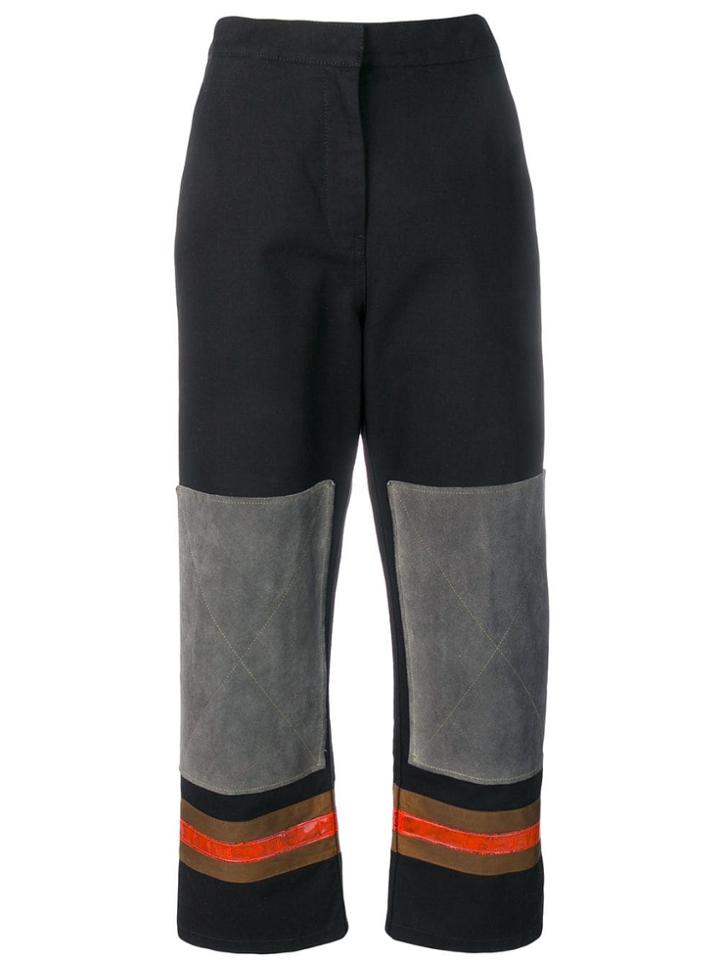 Calvin Klein 205w39nyc Contrast Panel Cropped Trousers - Black