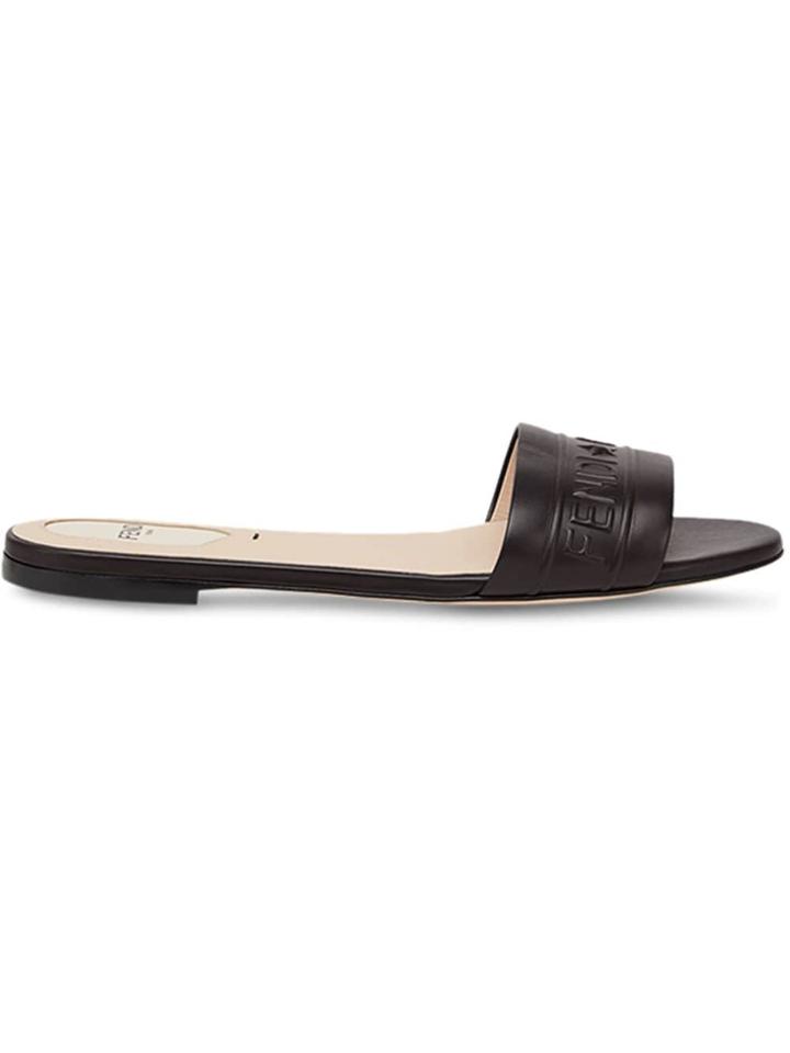 Fendi Embossed Logo Mules - Black
