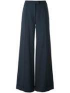 Nina Ricci Wide Leg Trousers, Women's, Size: 36, Blue, Silk/wool