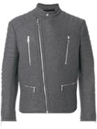 Neil Barrett - Biker Jacket - Men - Polyamide/polyester/spandex/elastane/wool - L, Grey, Polyamide/polyester/spandex/elastane/wool