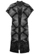 Etro Jacquard Sleeveless Cardi-coat, Women's, Size: Large, Black, Polyester/wool/alpaca
