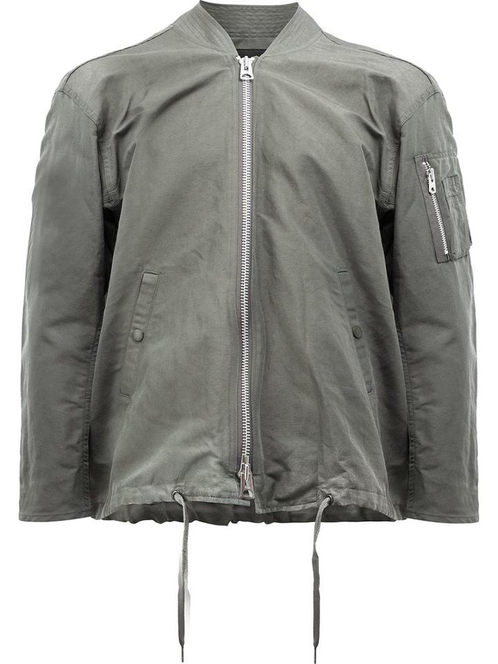 08sircus Drawstring Bomber Jacket, Men's, Size: 5, Green, Linen/flax/nylon