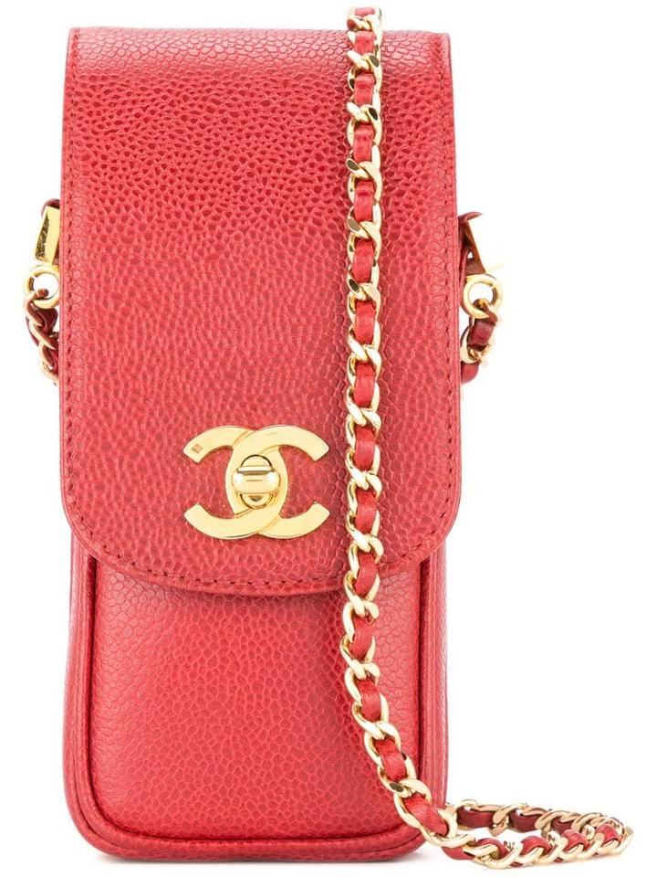 Chanel Pre-owned Chain Shoulder Phone Case - Red