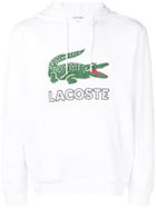Lacoste Logo Print Hoodie - White