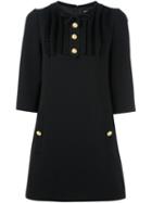 Dolce & Gabbana Ruffled Placket Dress, Women's, Size: 44, Black, Silk/polyester/spandex/elastane/virgin Wool