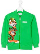 Moschino Kids Tiger Zipped Up Sweatshirt, Boy's, Size: 10 Yrs, Green