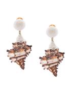 Rebecca De Ravenel Sea Shell Drop Earring - Nude & Neutrals