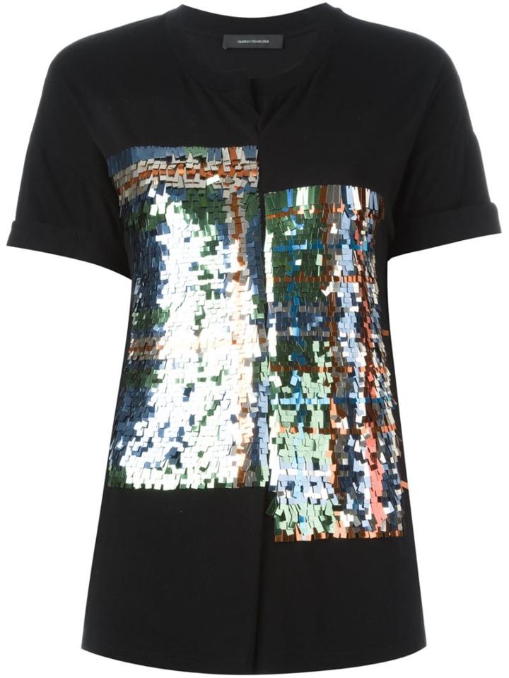 Cédric Charlier Sequined Tartan Pattern T-shirt
