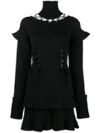Alexander Mcqueen Cutout Lace-up Knitted Dress - Black