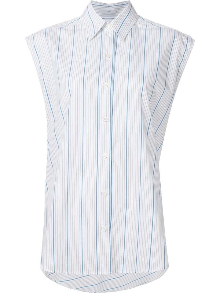 Tome 'striped Sleeveless Lace Back' Shirt, Women's, Size: 6, White, Cotton