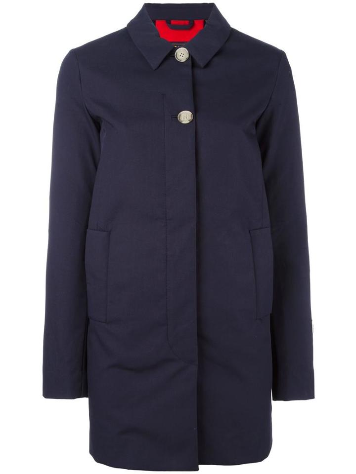 Woolrich Buttoned Mid Coat, Women's, Size: Large, Blue, Cotton