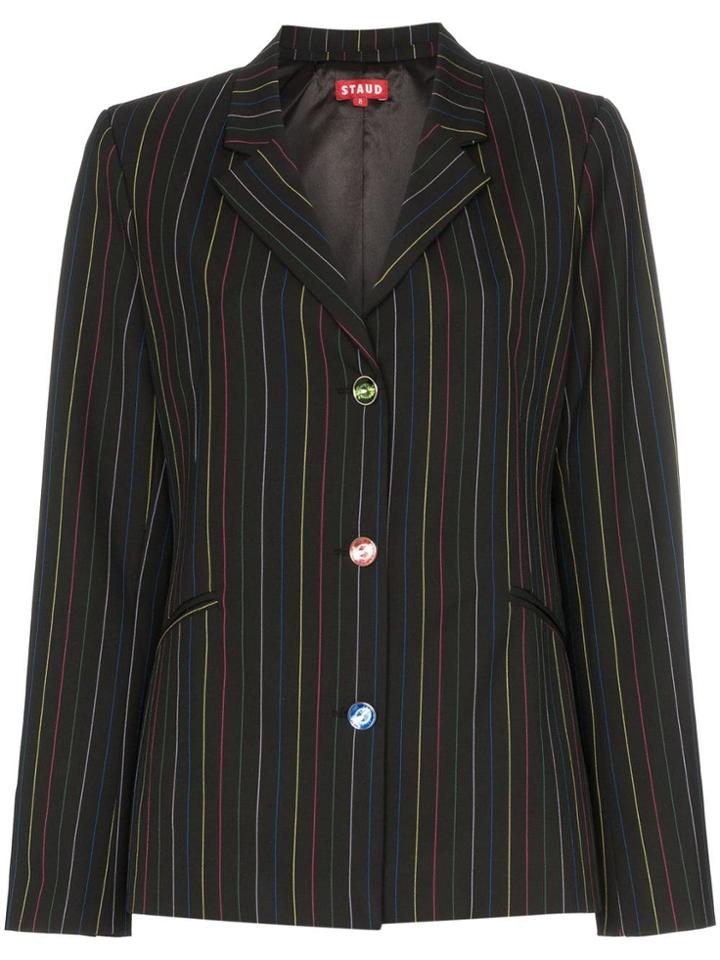 Staud Rainbow Striped Tunnel Blazer - Black