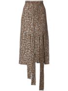 Barbara Bologna Leopard Print Cut Strip Skirt - Brown