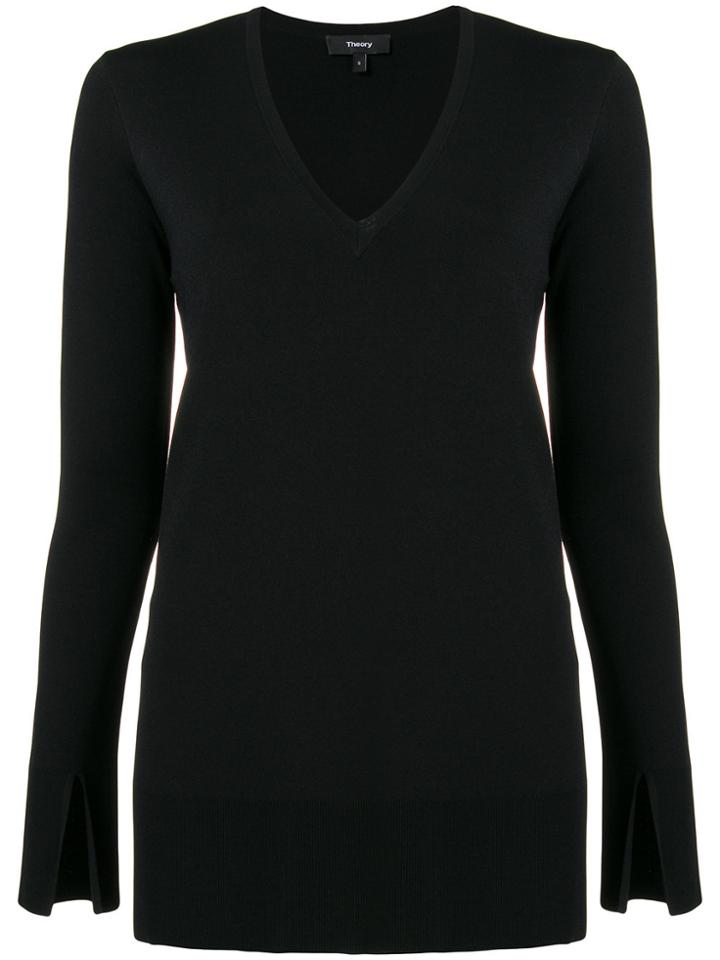 Theory V-neck Jumper - Black