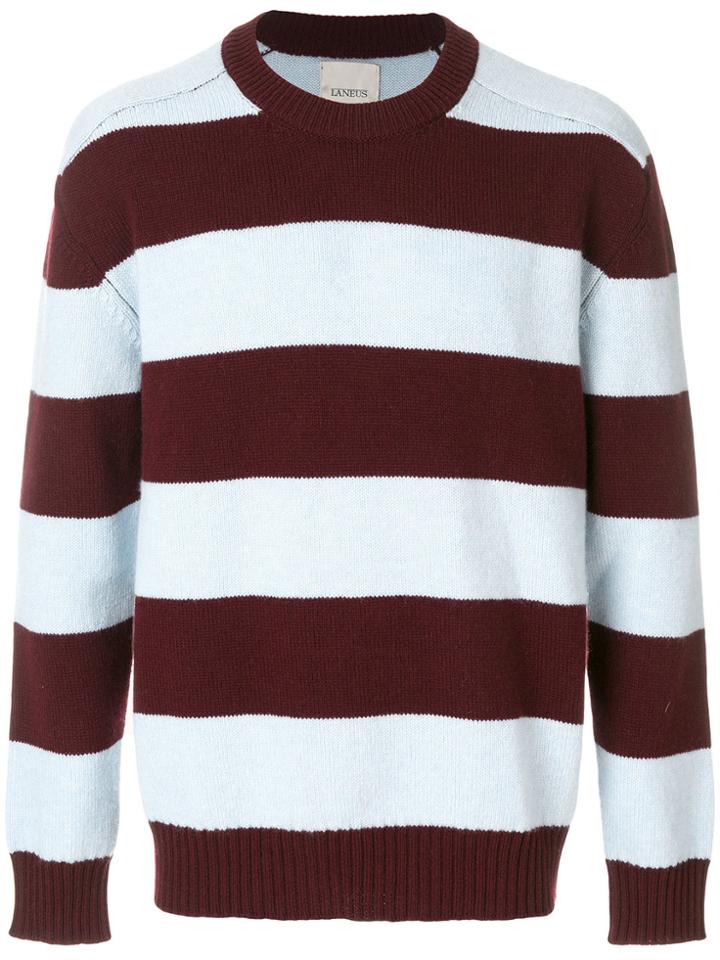 Laneus Striped Knit Jumper - Brown