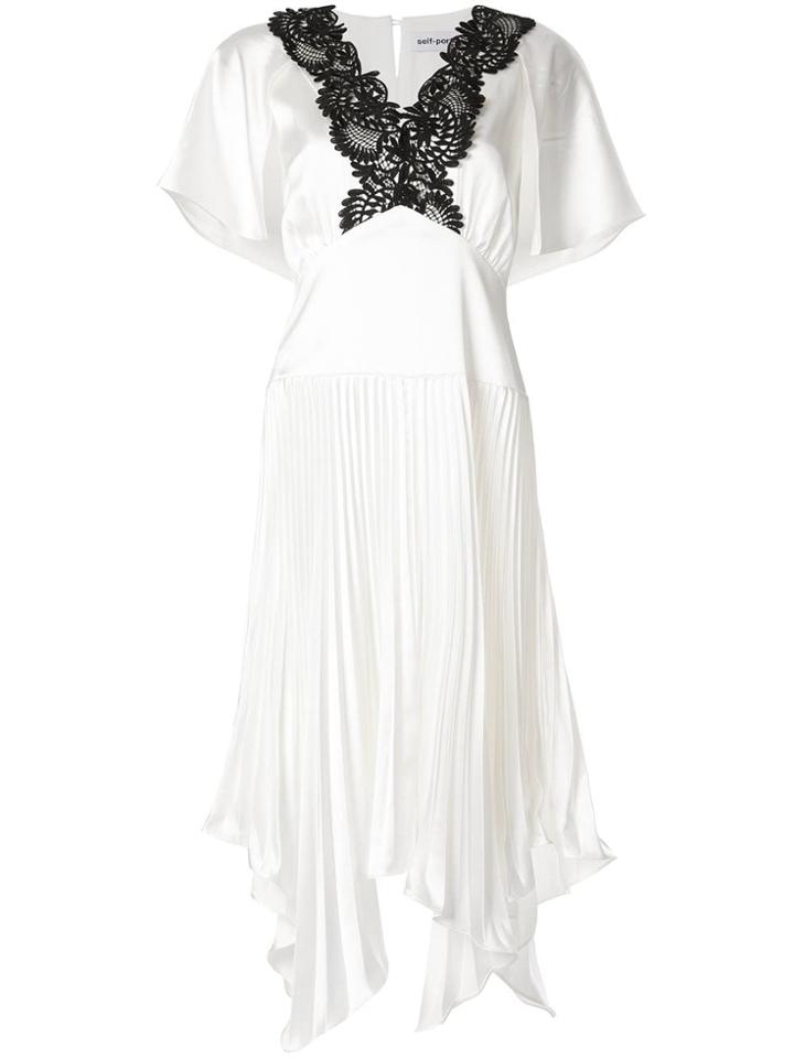 Self-portrait Handkerchief Midi Dress - White