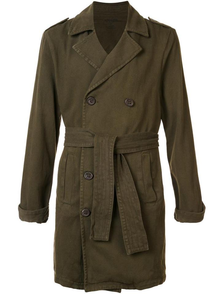Osklen Soft Twill Trenchcoat, Men's, Size: G, Green, Cotton