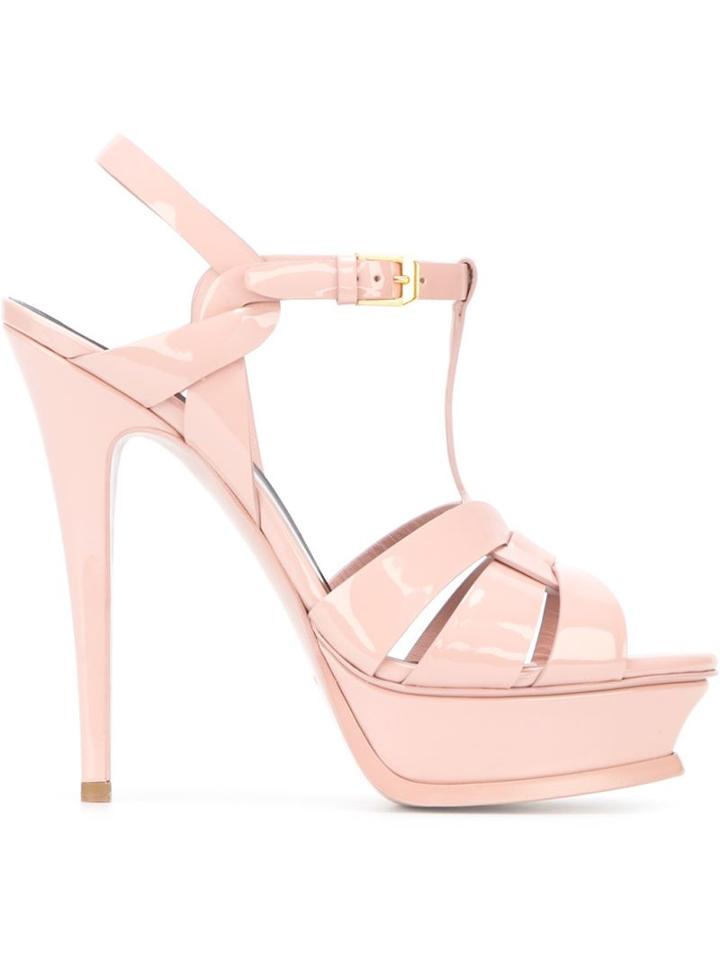 Saint Laurent Tribute Sandals, Women's, Size: 38, Pink/purple, Calf Leather/leather
