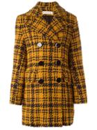 Marni Three-dimensional Checked Coat, Women's, Size: 44, Yellow/orange, Cotton/polyamide/viscose/wool