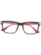 Gucci Eyewear Embossed Titanium Square Glasses - Brown