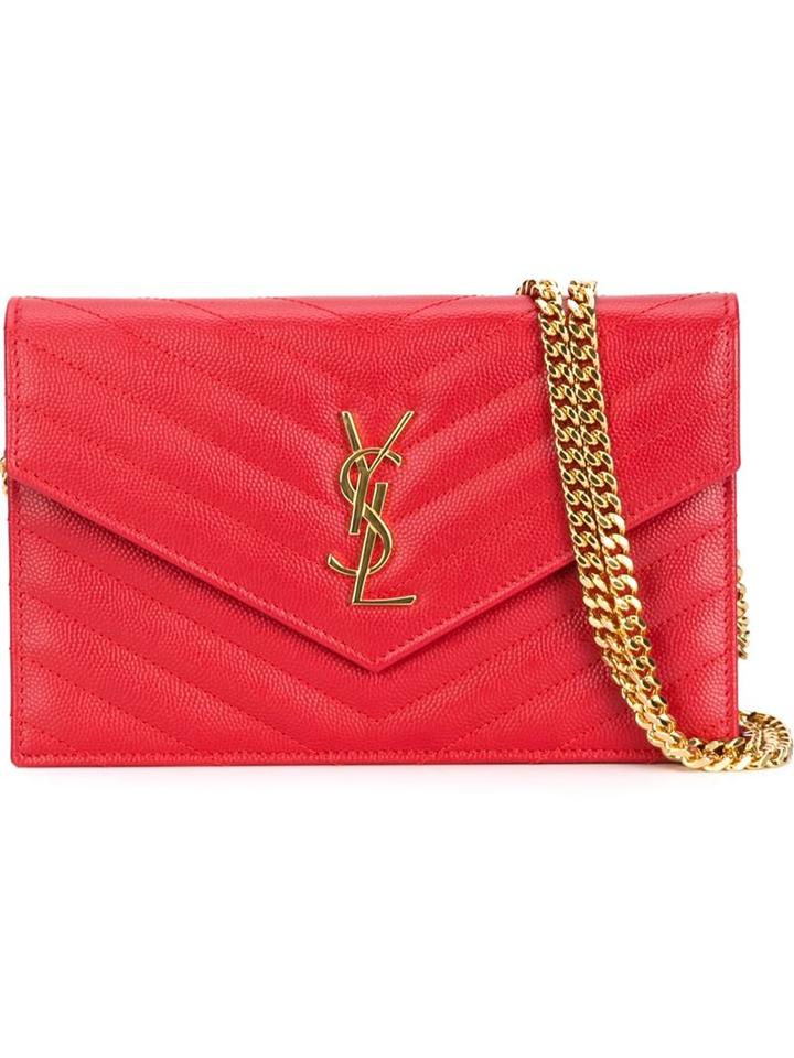 Saint Laurent Small 'classic Monogram' Crossbody, Women's, Red, Leather/calf Leather