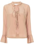 See By Chloé - Front-tied Blouse - Women - Silk - 40, Pink/purple, Silk