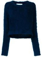 Le Ciel Bleu - Cropped Furry Top - Women - Polyester - 36, Blue, Polyester