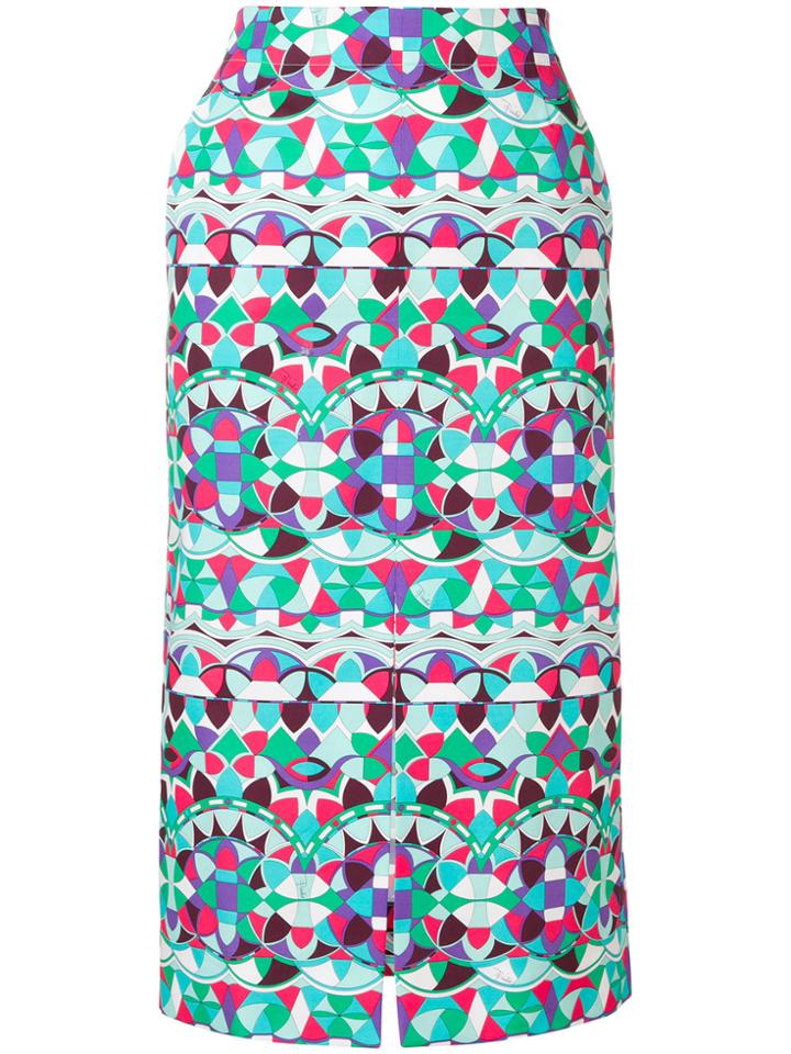 Emilio Pucci Front Slit Midi Skirt - Multicolour