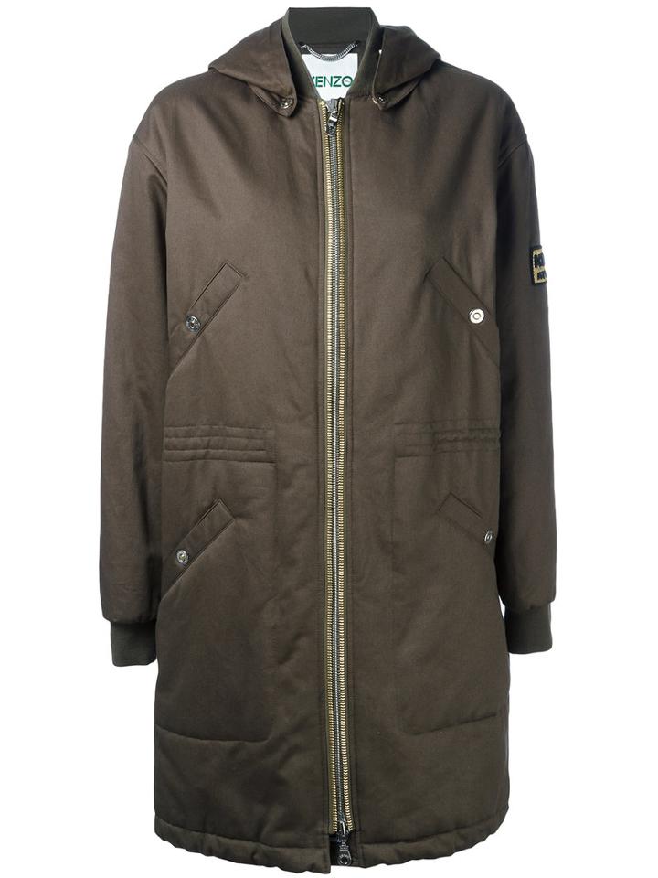 Kenzo Military Style Parka Coat, Women's, Size: Xs, Green, Cotton/acetate