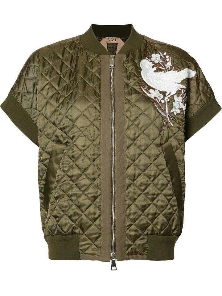 No21 Quilted Bomber Jacket, Women's, Size: 38, Brown, Viscose