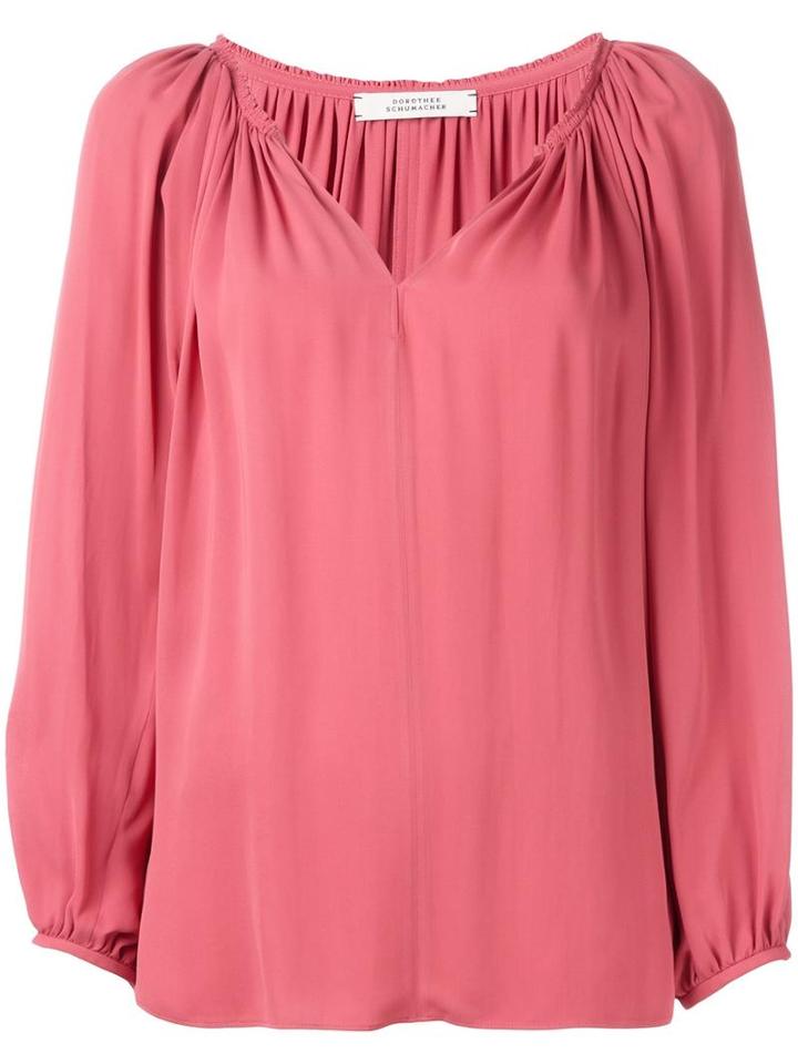 Dorothee Schumacher Peasant Blouse, Women's, Size: 5, Pink/purple, Viscose