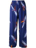 Cacharel - Botanical Print Trousers - Women - Silk - 42, Blue, Silk