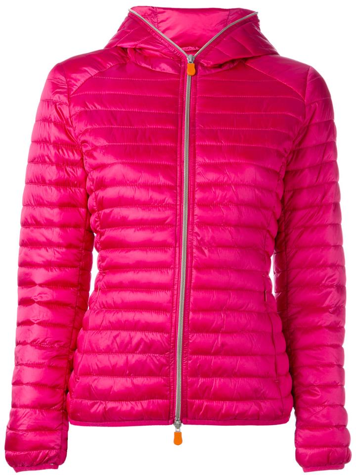 Save The Duck Hooded Puffer Jacket - Pink & Purple