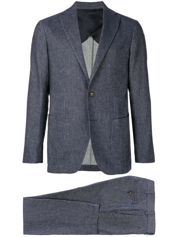 Doppiaa Denim Effect Two Piece Suit - Blue