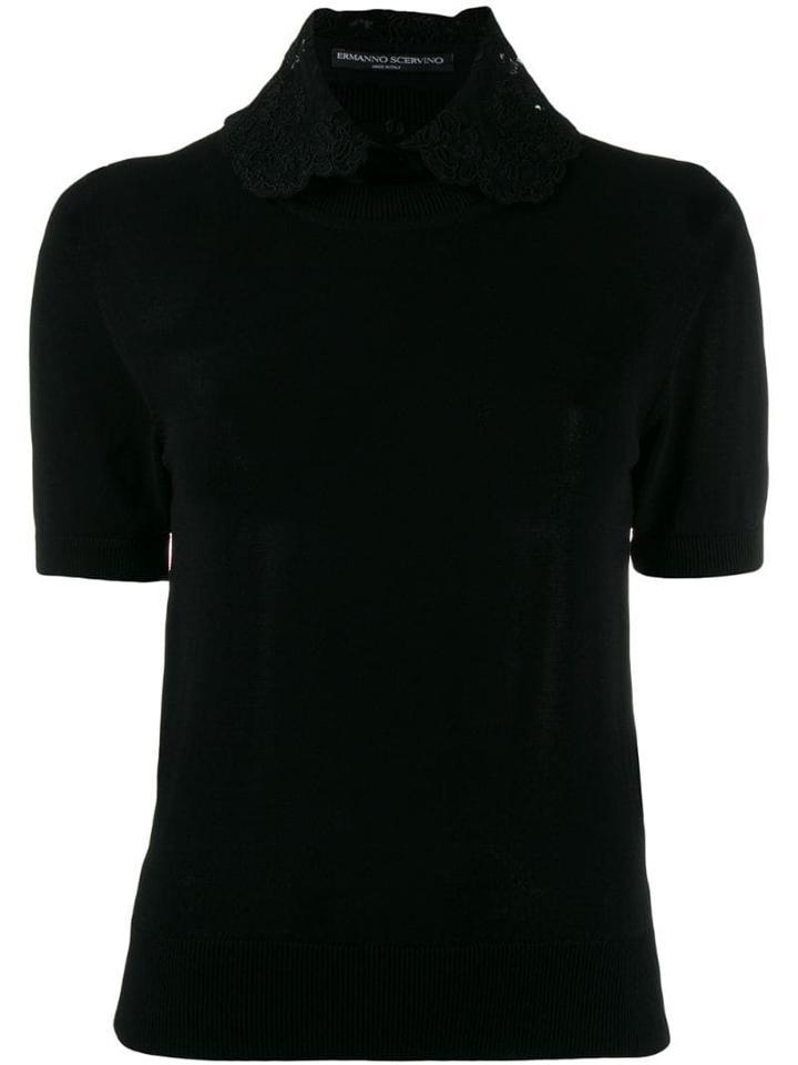 Ermanno Scervino Lace-collared Blouse - Black