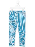 Roberto Cavalli Kids - Zebra Print Leggings - Kids - Cotton/spandex/elastane - 12 Yrs, Blue