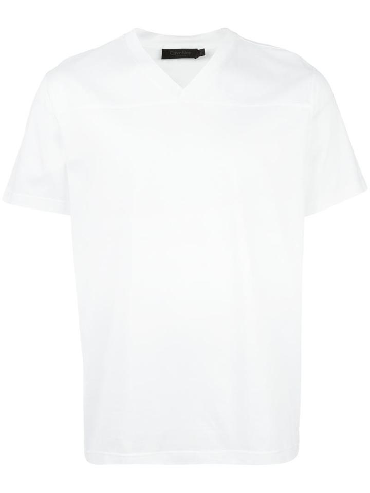 Calvin Klein Collection V-neck T-shirt, Men's, Size: Medium, White, Cotton