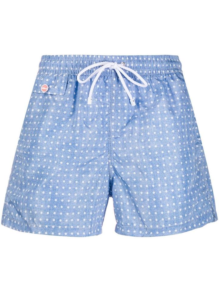 Kiton Polka Dot Print Swim Shorts - Blue