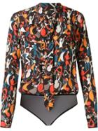 Andrea Marques Tie Detail Printed Body, Women's, Size: 40, Black, Viscose