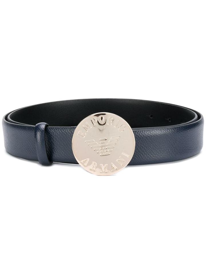 Emporio Armani Round Logo Buckle Belt - Blue