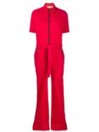 Victoria Victoria Beckham Short-sleeved Utility Jumpsuit - Red