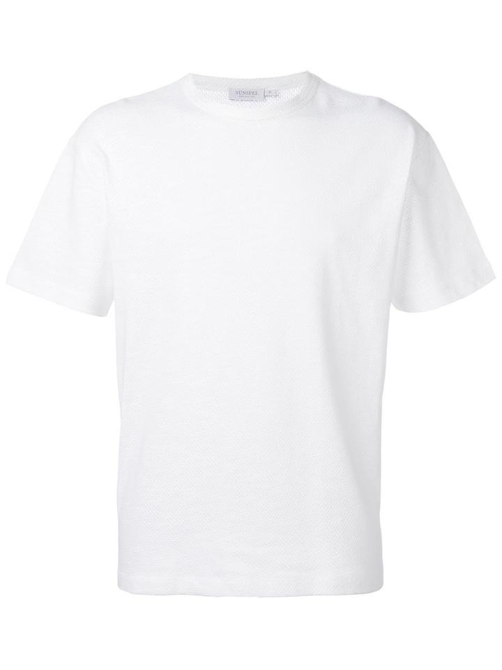 Sunspel Raschel Knit T-shirt, Men's, Size: Xl, White, Cotton
