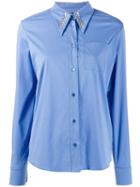 Rochas Crystal-embellished Poplin Shirt - Blue