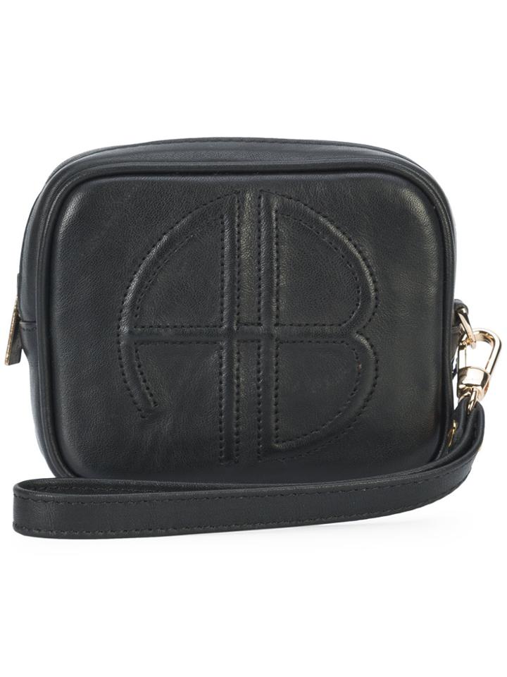 Anine Bing Logo Zipped Pouch - Black